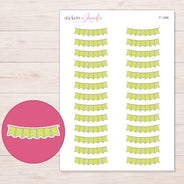 Pale Yellow Pennant Bunting Planner Stickers | F-1256 — 5 × 7 inch sheet and enlarged sticker detail