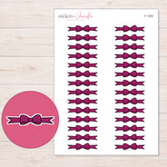 Berry Bow Ribbon Divider Planner Stickers | F-1259 — 5 × 7 inch sheet and enlarged sticker detail
