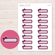 Berry Bow Quarter Box Label Planner Stickers | F-1263 — 5 × 7 inch sheet and enlarged sticker detail