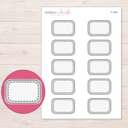Gray Doodle Stitched Half Box Planner Stickers | F-1266 — 5 × 7 inch sheet and enlarged sticker detail