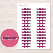 Berry Polka Dot Bow Divider Planner Stickers | F-1271 — 5 × 7 inch sheet and enlarged sticker detail
