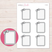 Gray Bow Full Box Planner Stickers | F-1274 — 5 × 7 inch sheet and enlarged sticker detail