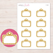 Mustard Yellow Star Movie Marquee Planner Stickers | F-1281 — 5 × 7 inch sheet and enlarged sticker detail