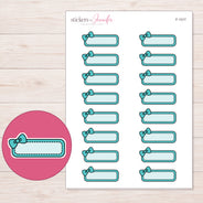Teal Bow Quarter Box Label Planner Stickers | F-1317 — 5 × 7 inch sheet and enlarged sticker detail