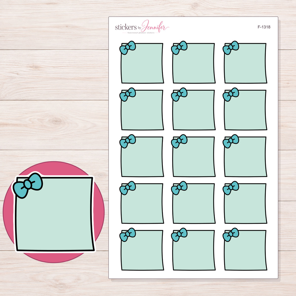F-1318 planner sticker sheet with enlarged sticker detail
