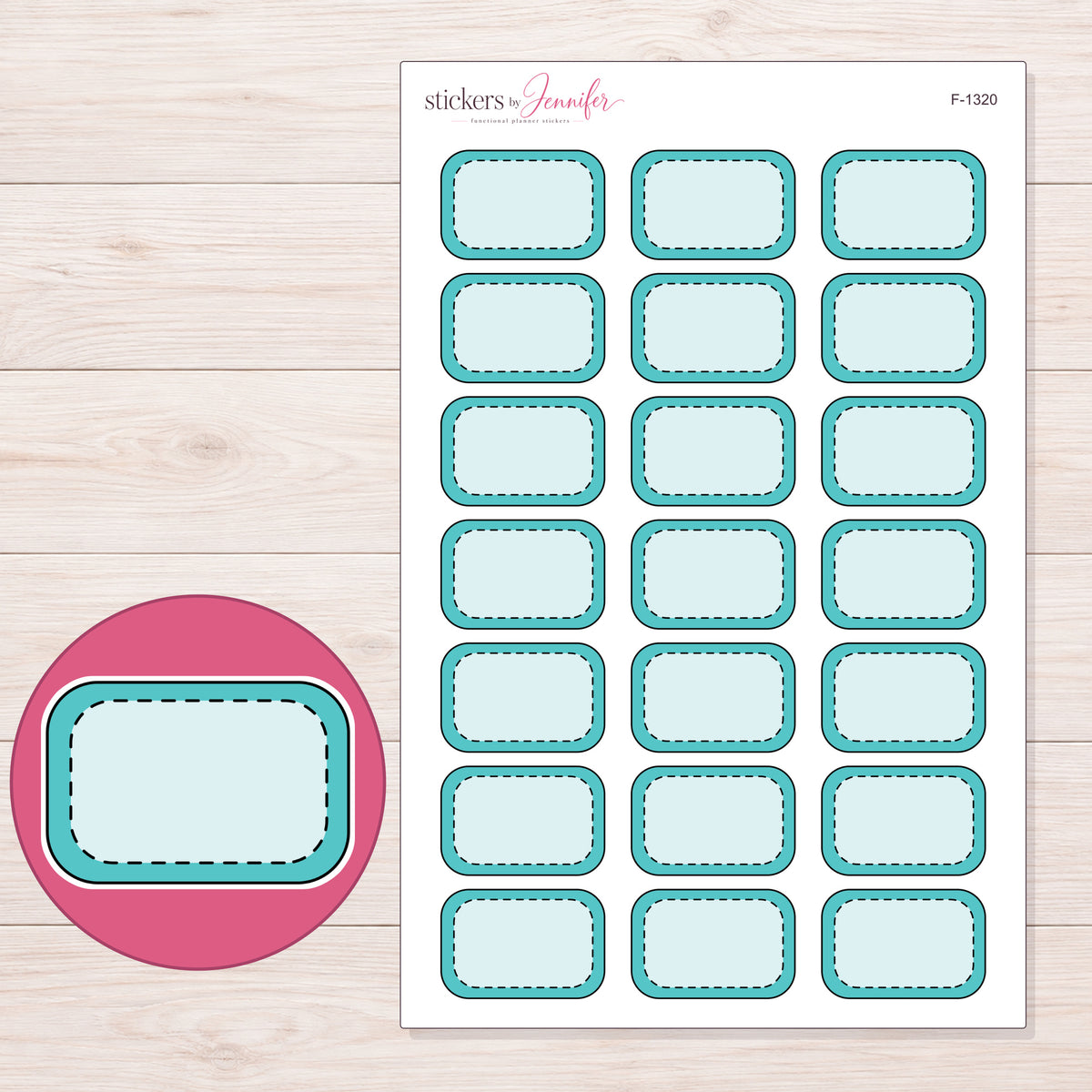 F-1320 planner sticker sheet with enlarged sticker detail