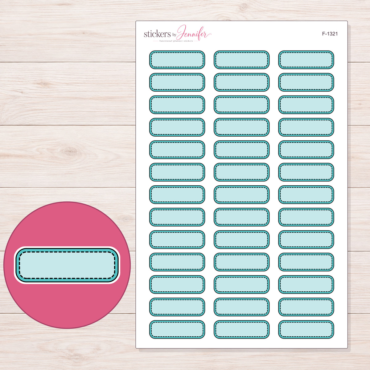 F-1321 planner sticker sheet with enlarged sticker detail
