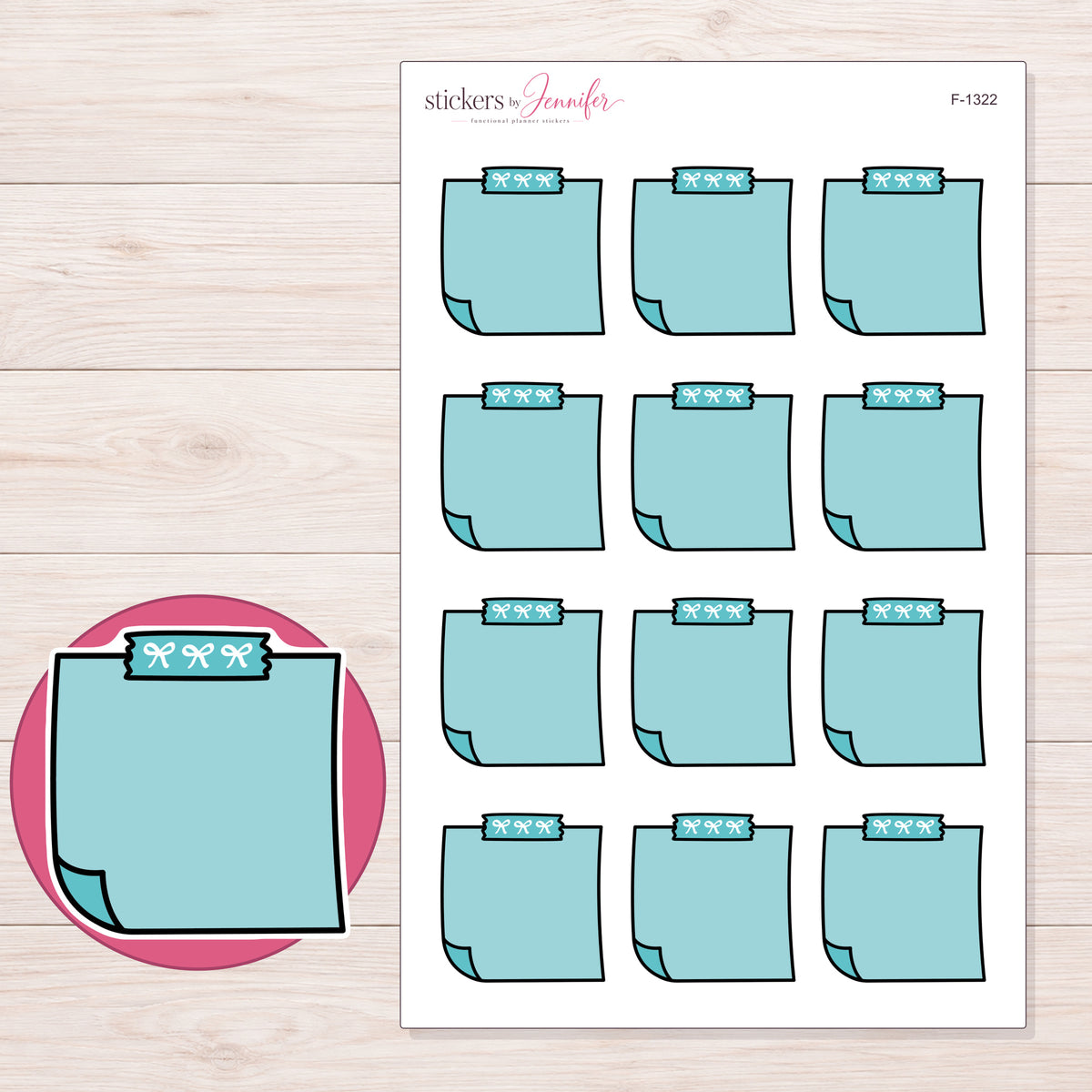 F-1322 planner sticker sheet with enlarged sticker detail