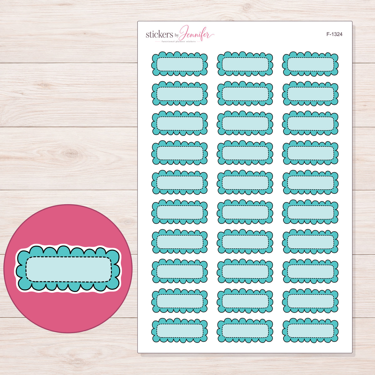 F-1324 planner sticker sheet with enlarged sticker detail