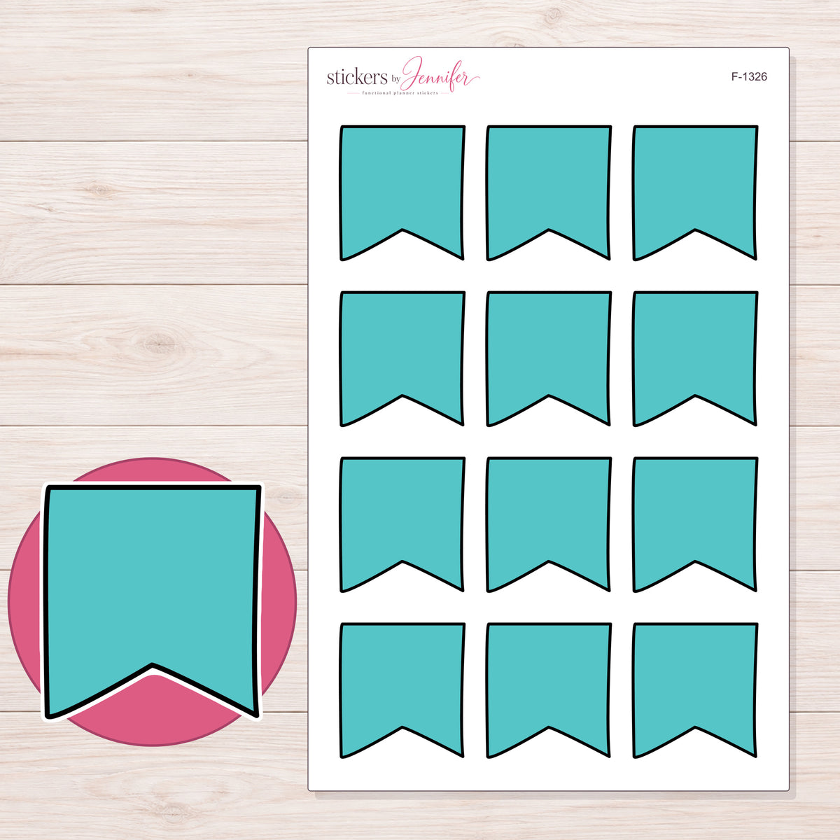 F-1326 planner sticker sheet with enlarged sticker detail