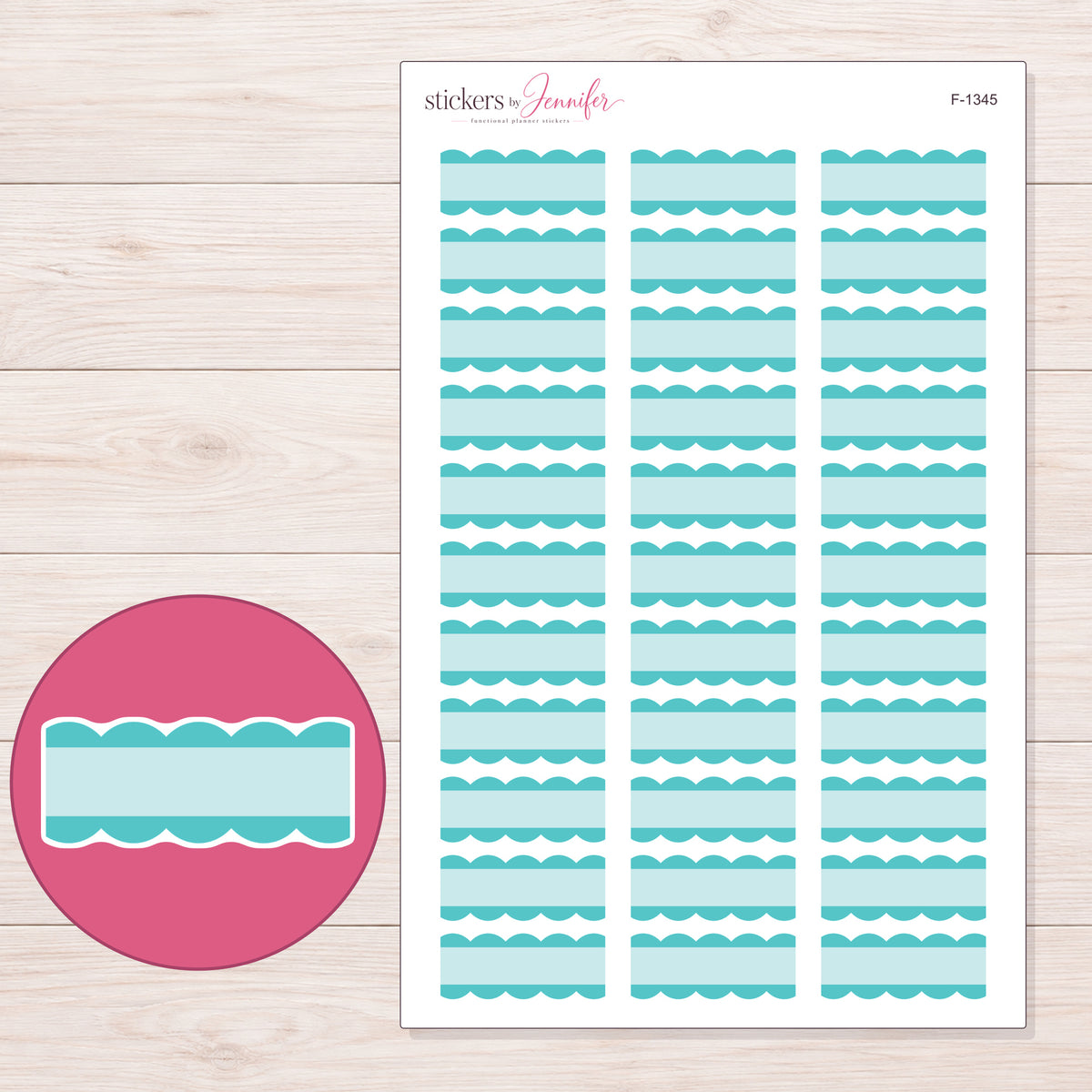 F-1345 planner sticker sheet with enlarged sticker detail