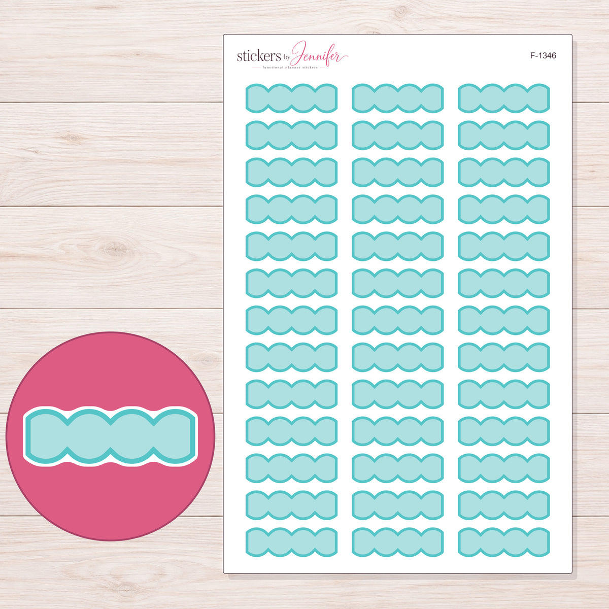 F-1346 planner sticker sheet with enlarged sticker detail