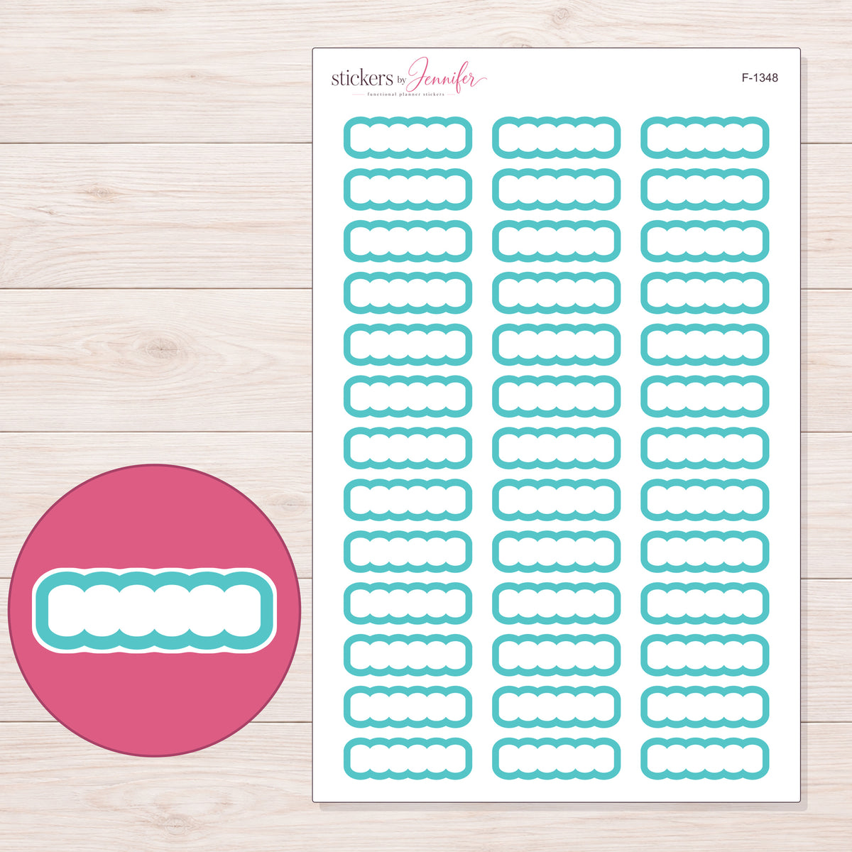 F-1348 planner sticker sheet with enlarged sticker detail