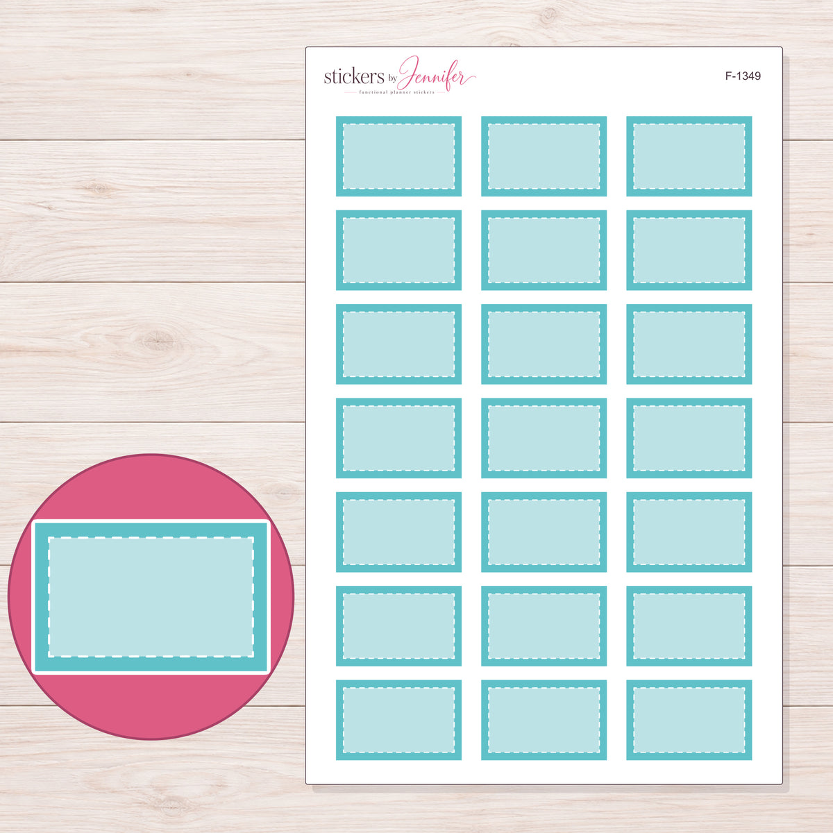 F-1349 planner sticker sheet with enlarged sticker detail