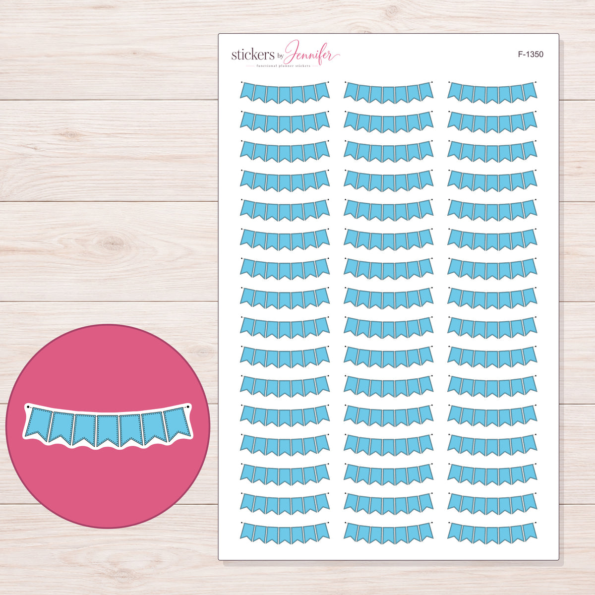 F-1350 planner sticker sheet with enlarged sticker detail