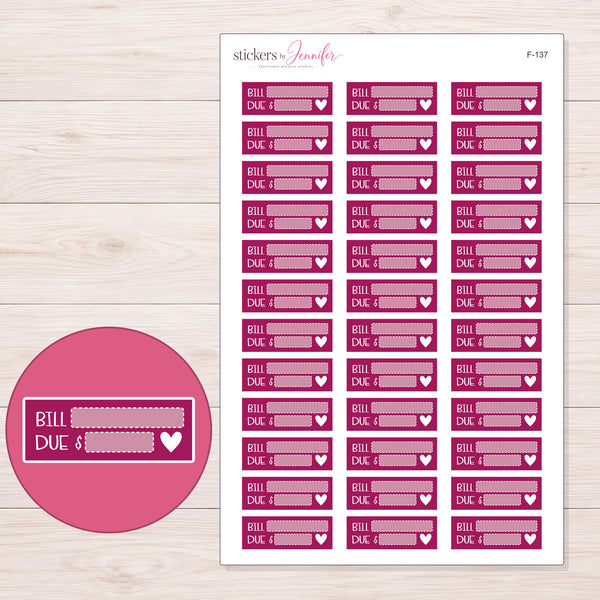 F-137 planner sticker sheet with enlarged sticker detail