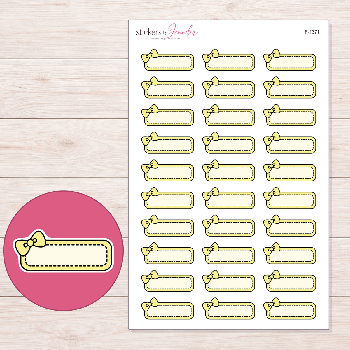 F-1371 planner sticker sheet with enlarged sticker detail