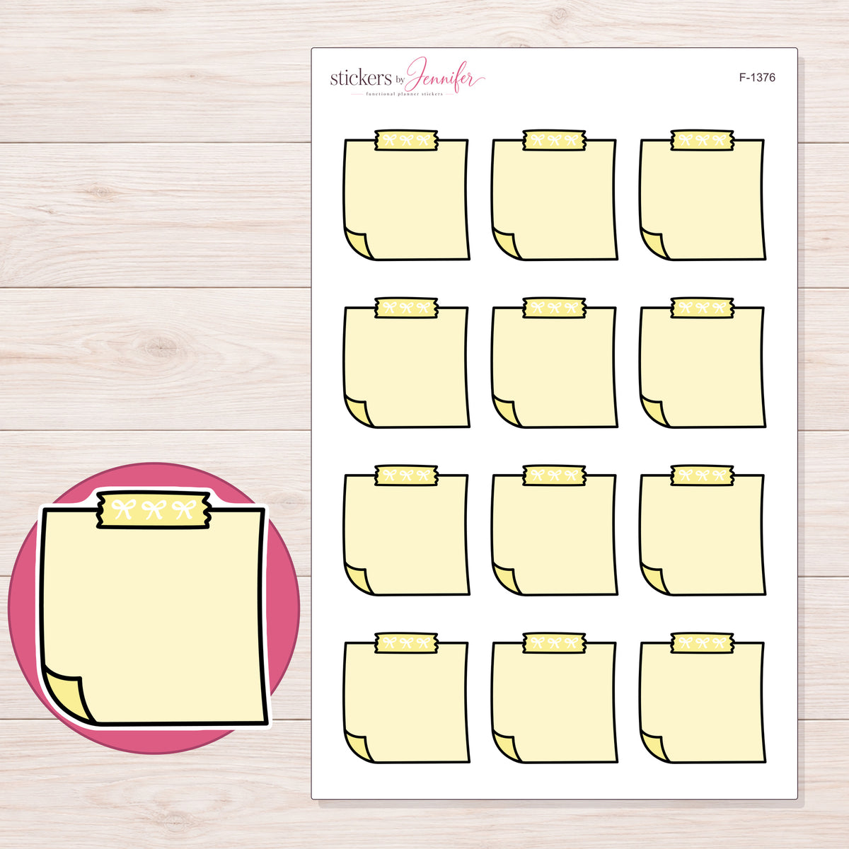 F-1376 planner sticker sheet with enlarged sticker detail
