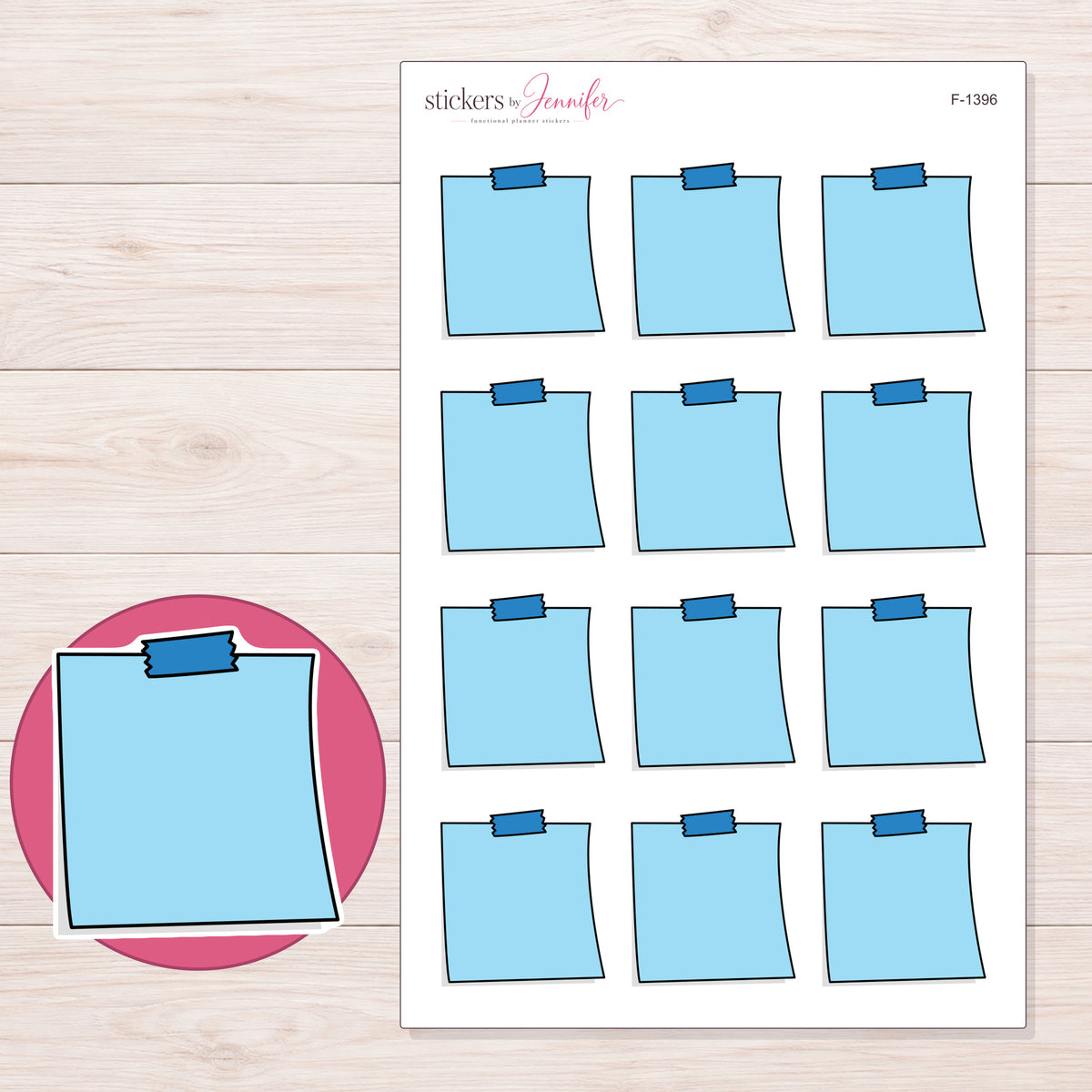 F-1396 planner sticker sheet with enlarged sticker detail