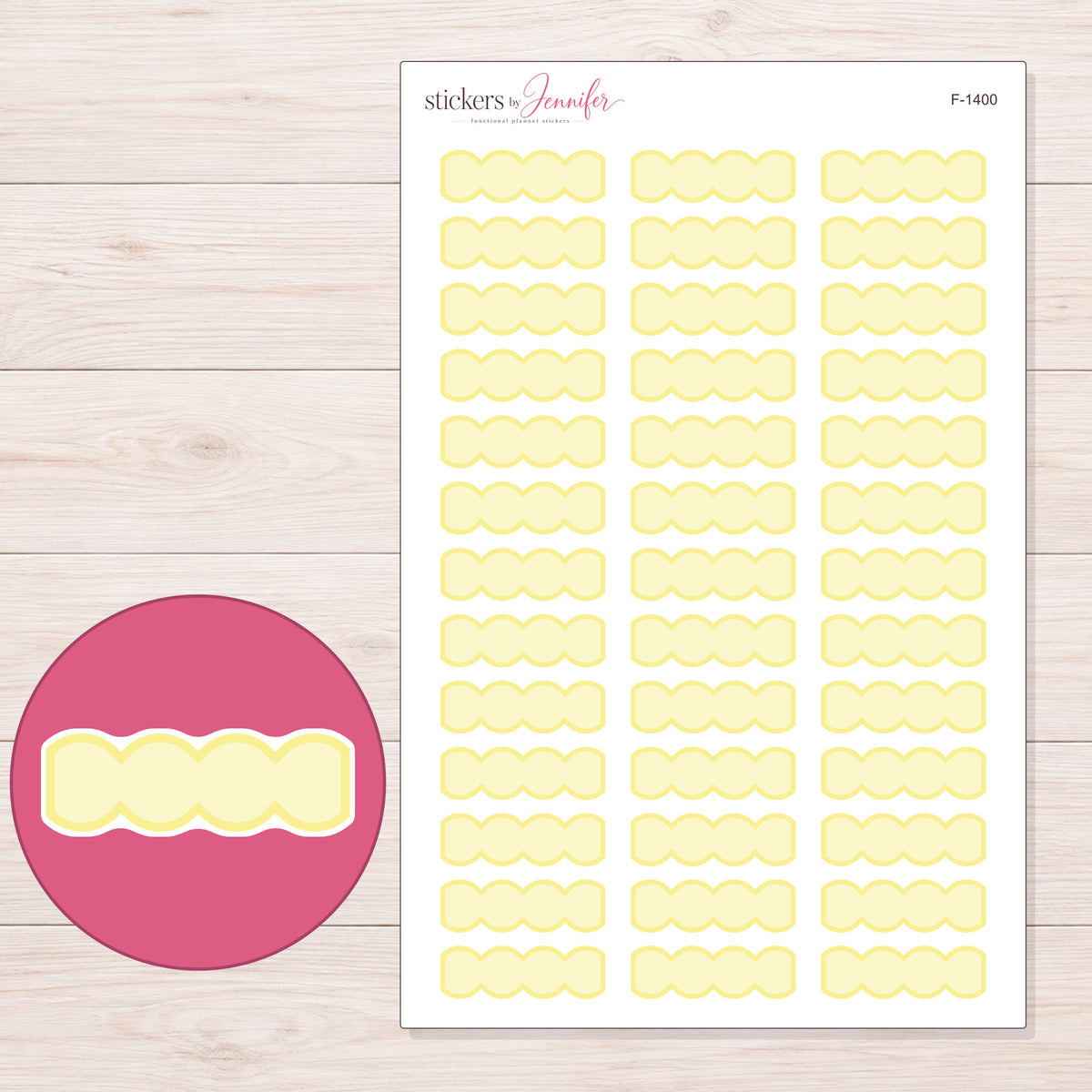 F-1400 planner sticker sheet with enlarged sticker detail