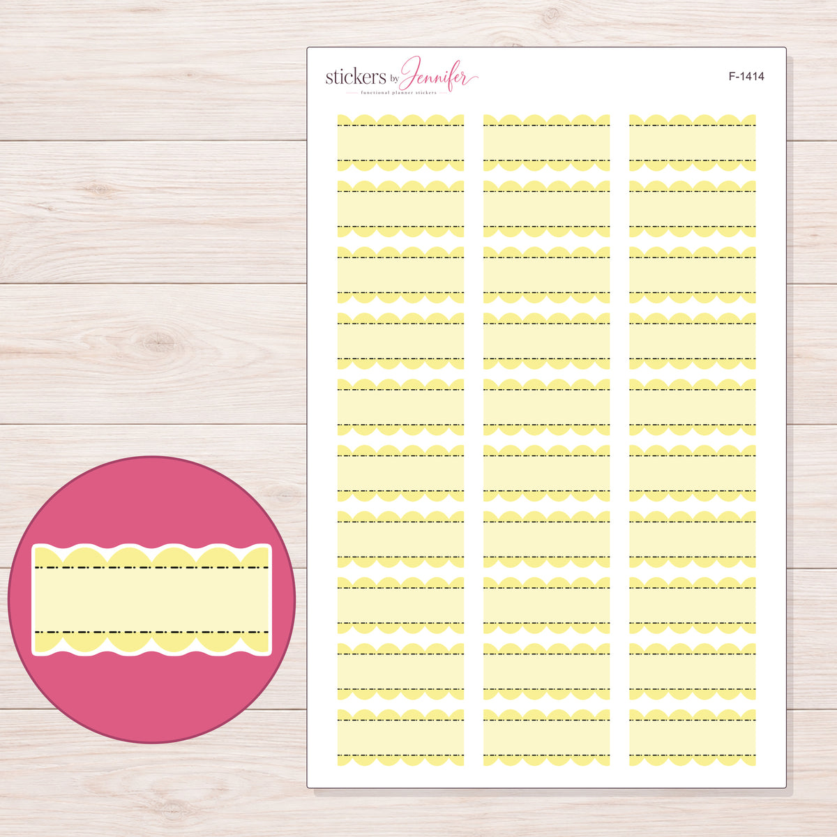 F-1414 planner sticker sheet with enlarged sticker detail