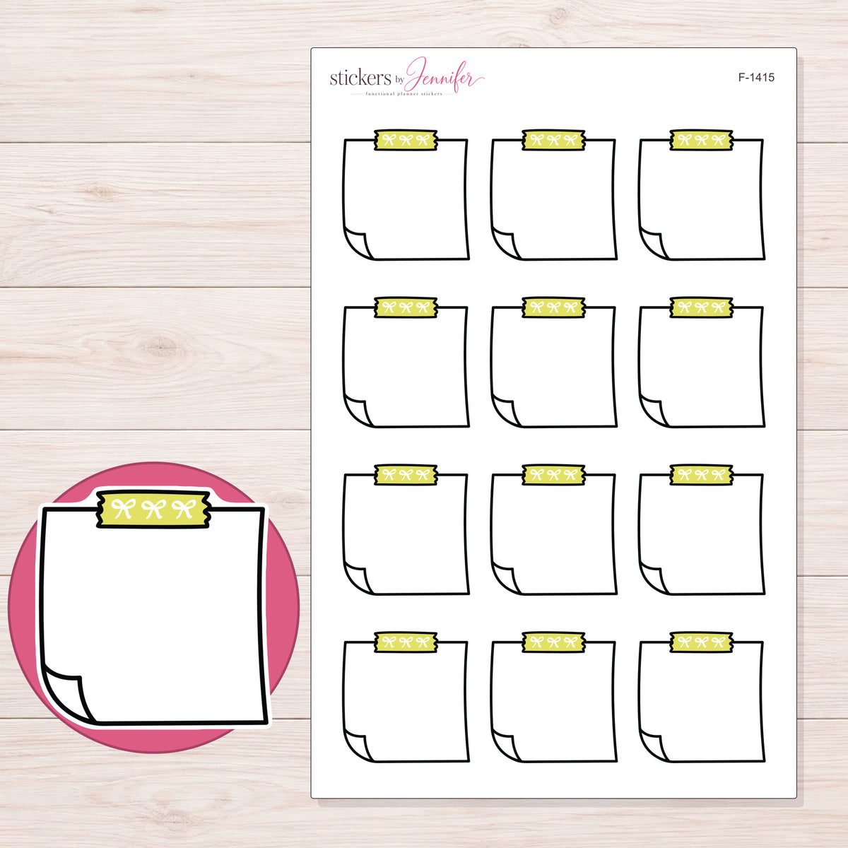 F-1415 planner sticker sheet with enlarged sticker detail