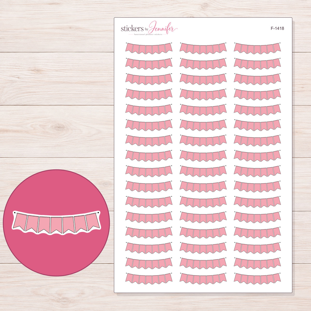 F-1418 planner sticker sheet with enlarged sticker detail
