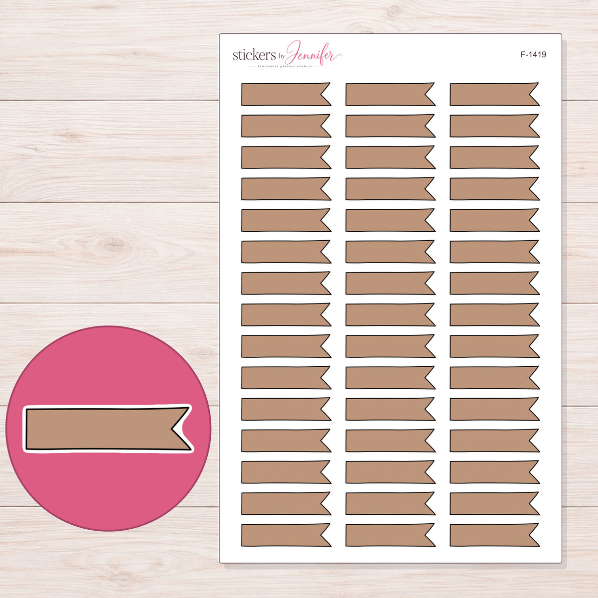 F-1419 planner sticker sheet with enlarged sticker detail