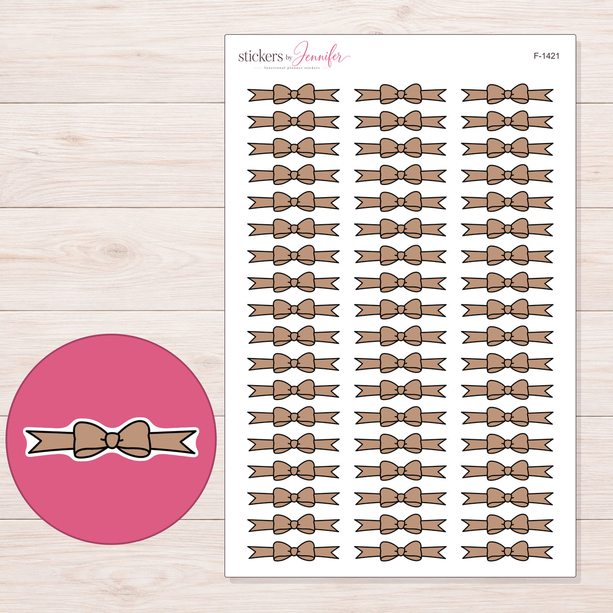 F-1421 planner sticker sheet with enlarged sticker detail
