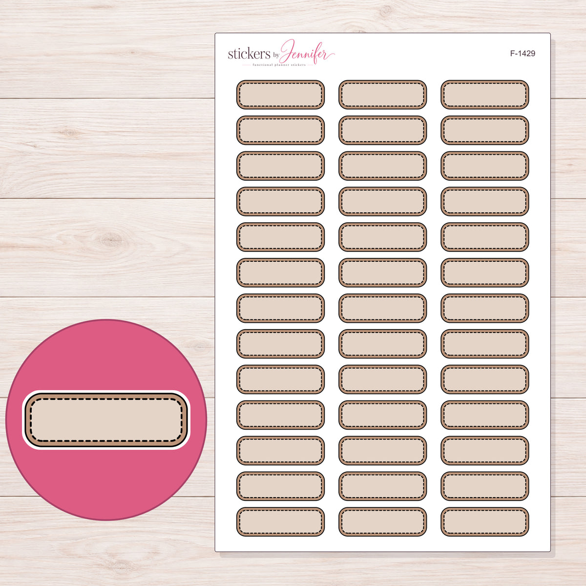 F-1429 planner sticker sheet with enlarged sticker detail