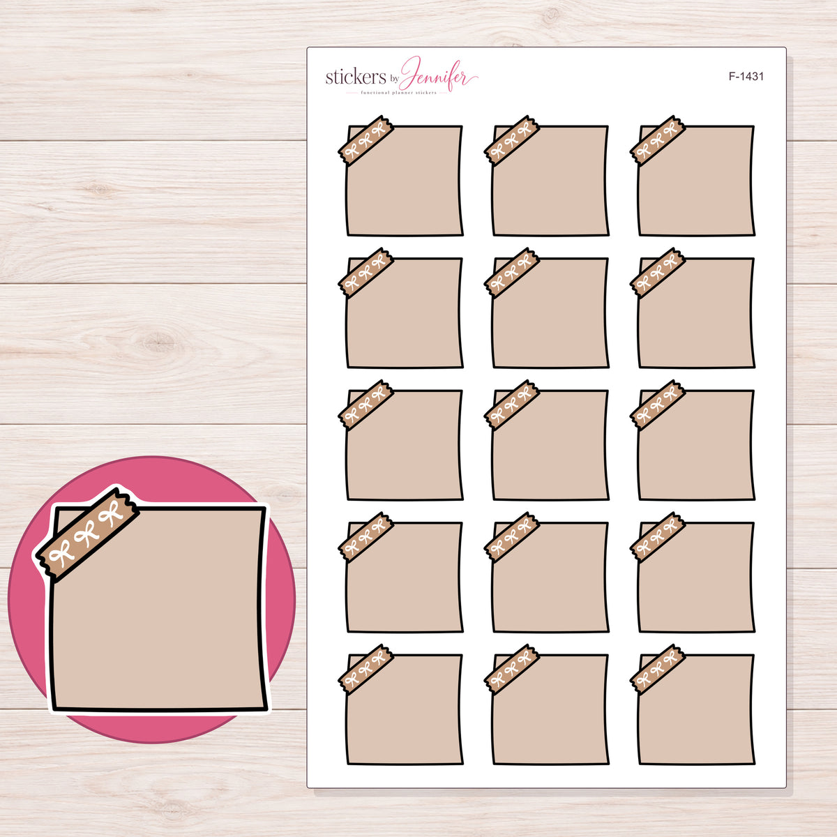 F-1431 planner sticker sheet with enlarged sticker detail