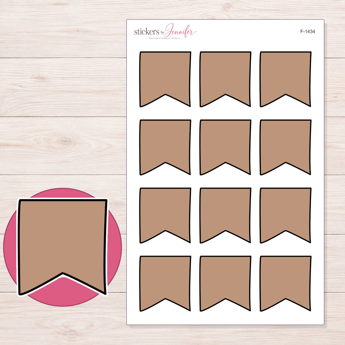 F-1434 planner sticker sheet with enlarged sticker detail