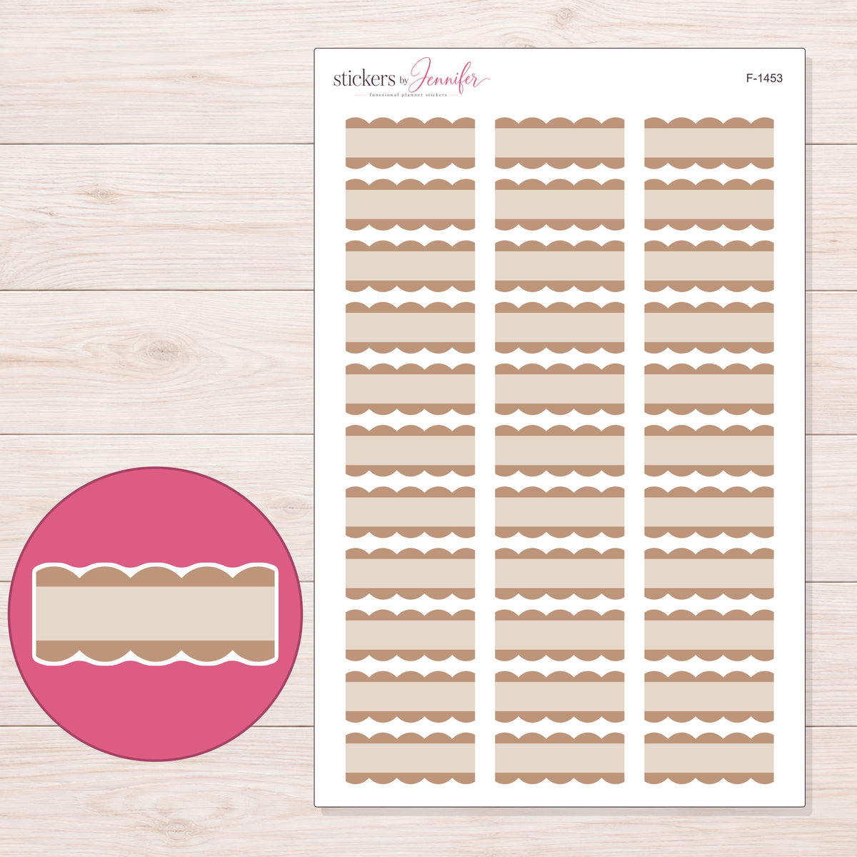 F-1453 planner sticker sheet with enlarged sticker detail