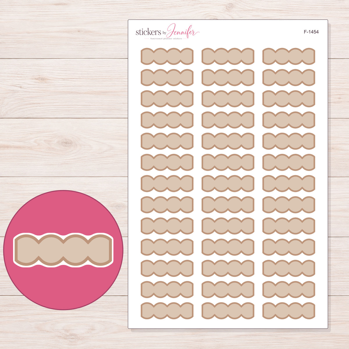 F-1454 planner sticker sheet with enlarged sticker detail