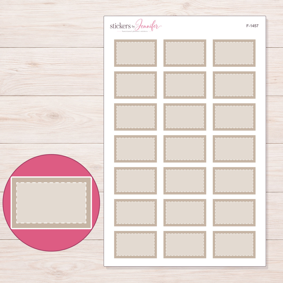 F-1457 planner sticker sheet with enlarged sticker detail