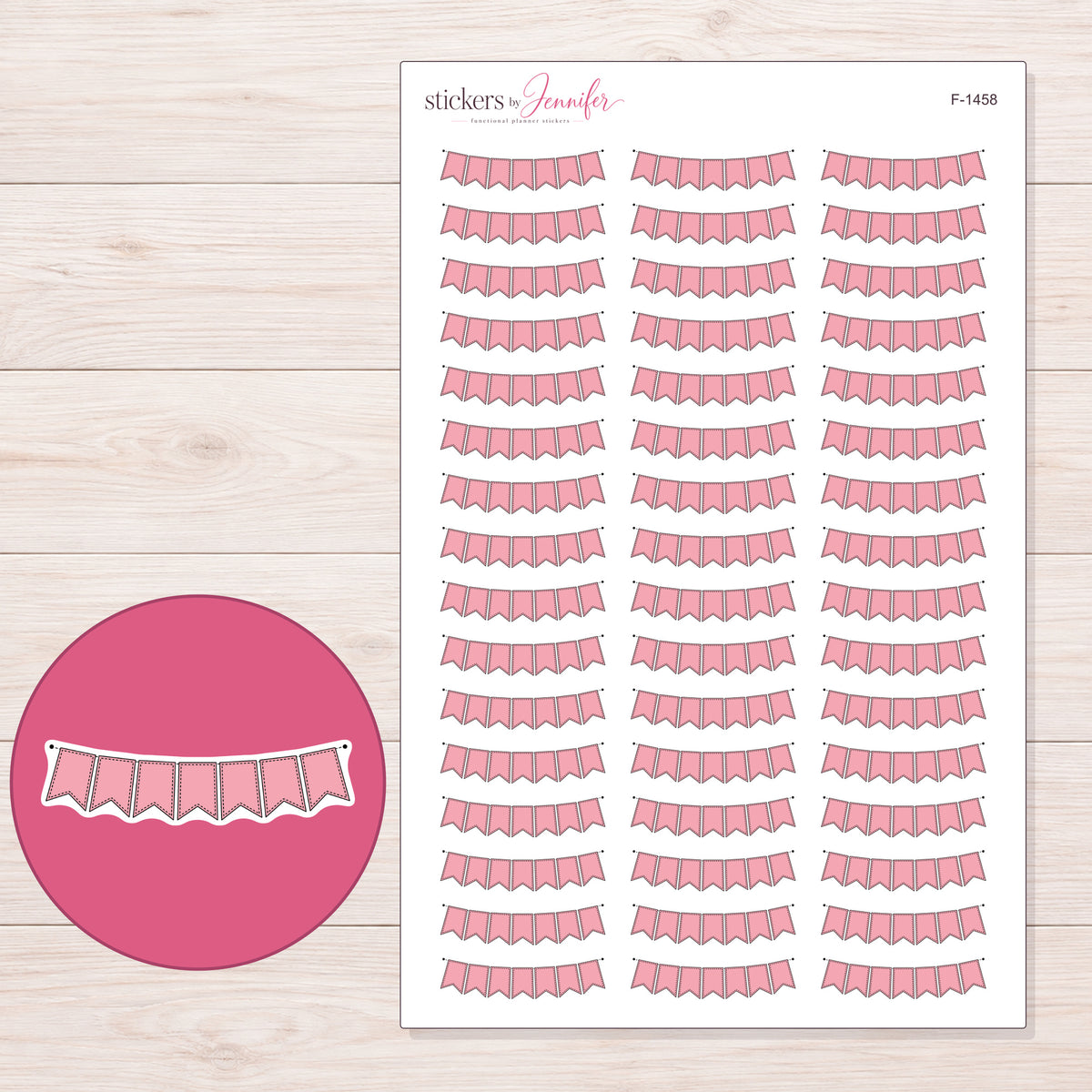 F-1458 planner sticker sheet with enlarged sticker detail
