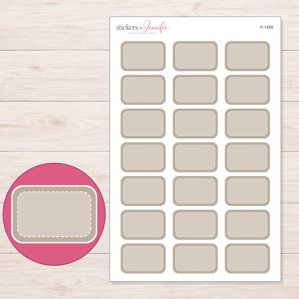 F-1459 planner sticker sheet with enlarged sticker detail