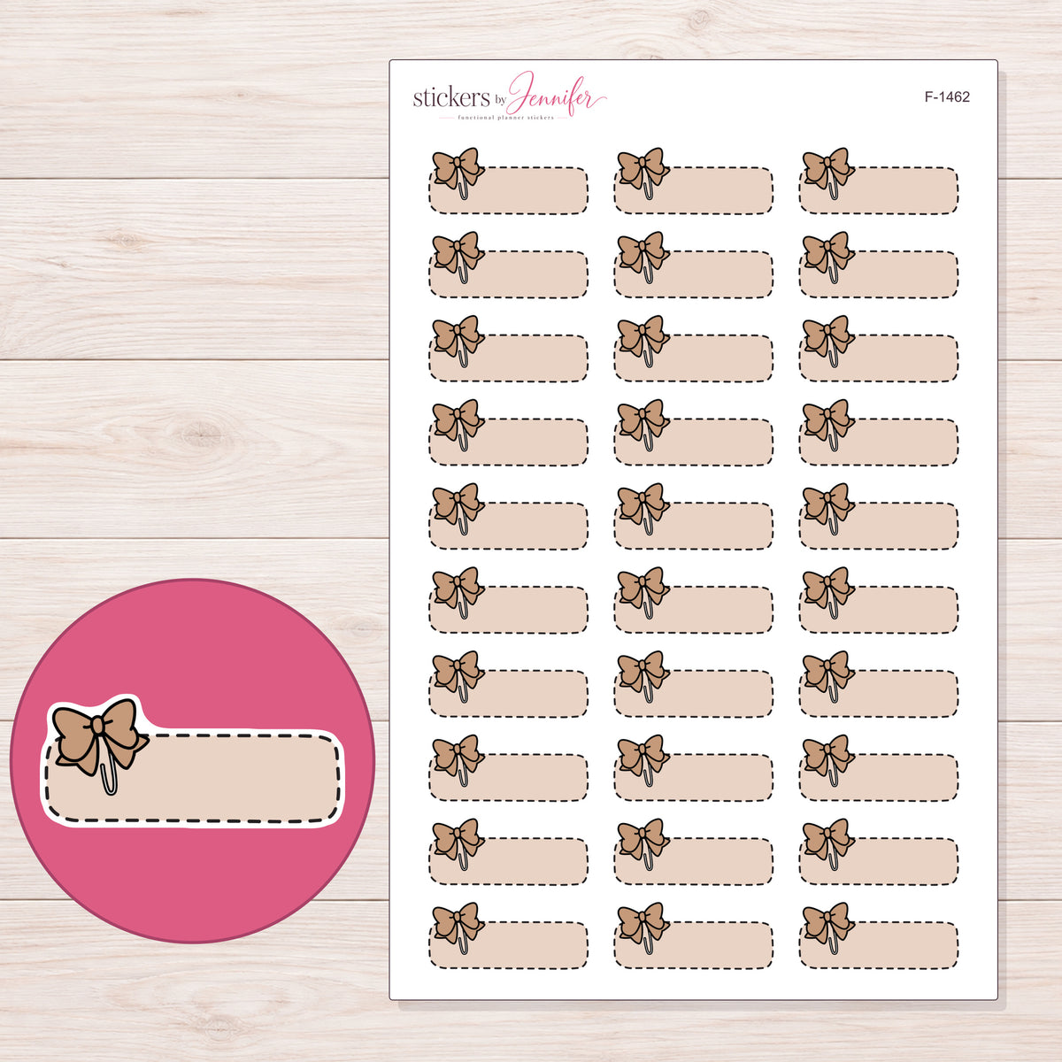F-1462 planner sticker sheet with enlarged sticker detail