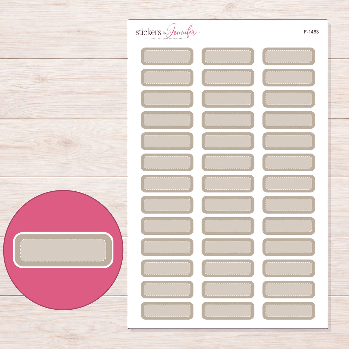 F-1463 planner sticker sheet with enlarged sticker detail