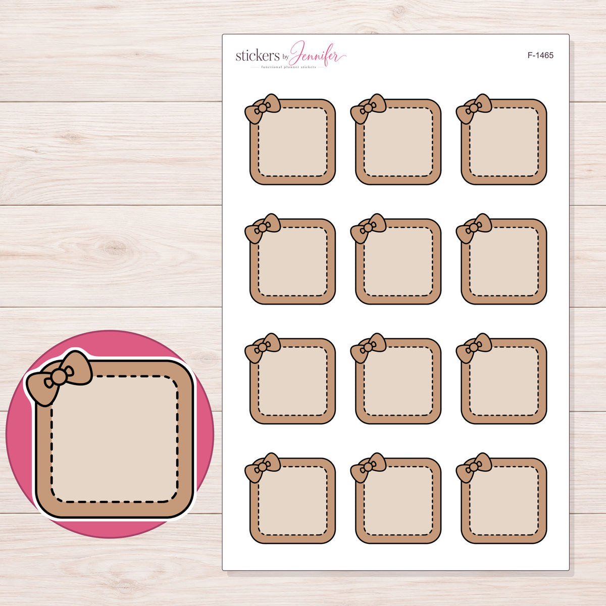 F-1465 planner sticker sheet with enlarged sticker detail