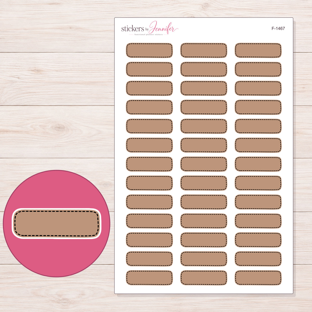F-1467 planner sticker sheet with enlarged sticker detail