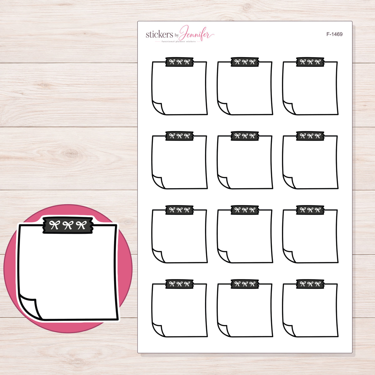 F-1469 planner sticker sheet with enlarged sticker detail