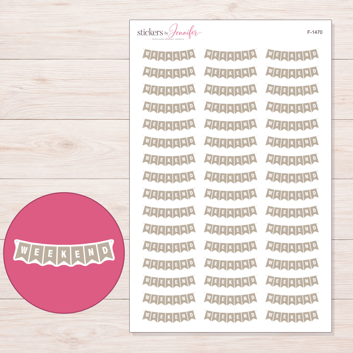 F-1470 planner sticker sheet with enlarged sticker detail