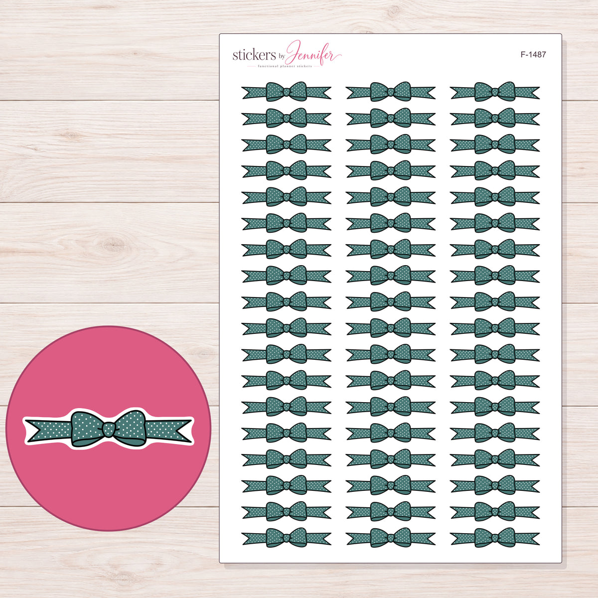F-1487 planner sticker sheet with enlarged sticker detail