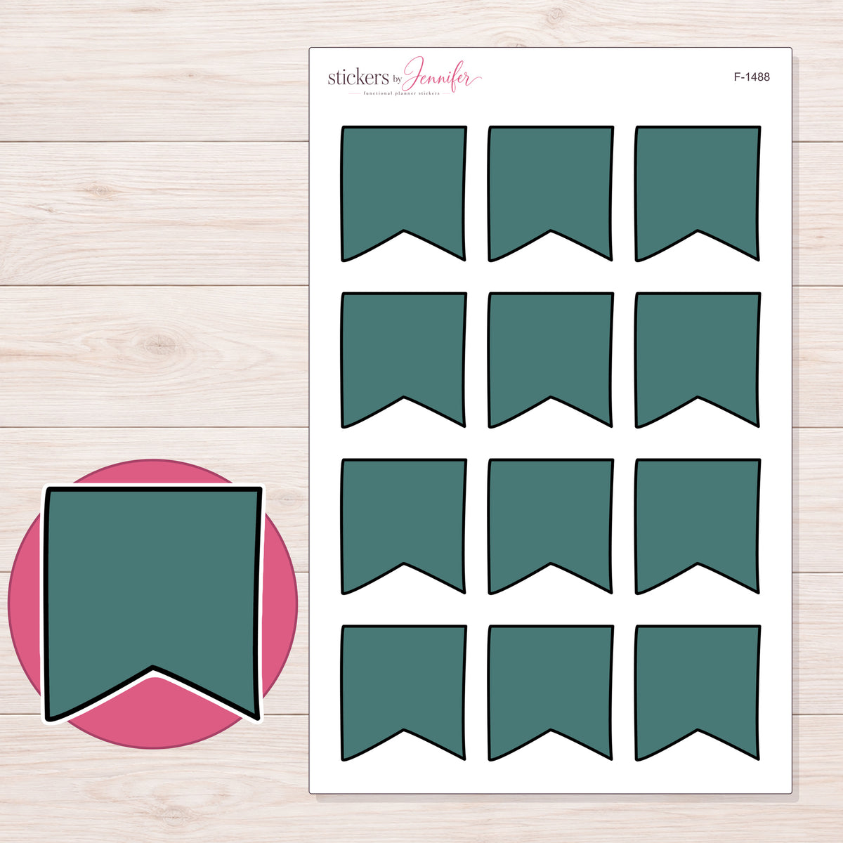F-1488 planner sticker sheet with enlarged sticker detail