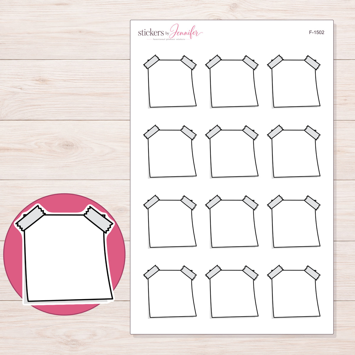 F-1502 planner sticker sheet with enlarged sticker detail