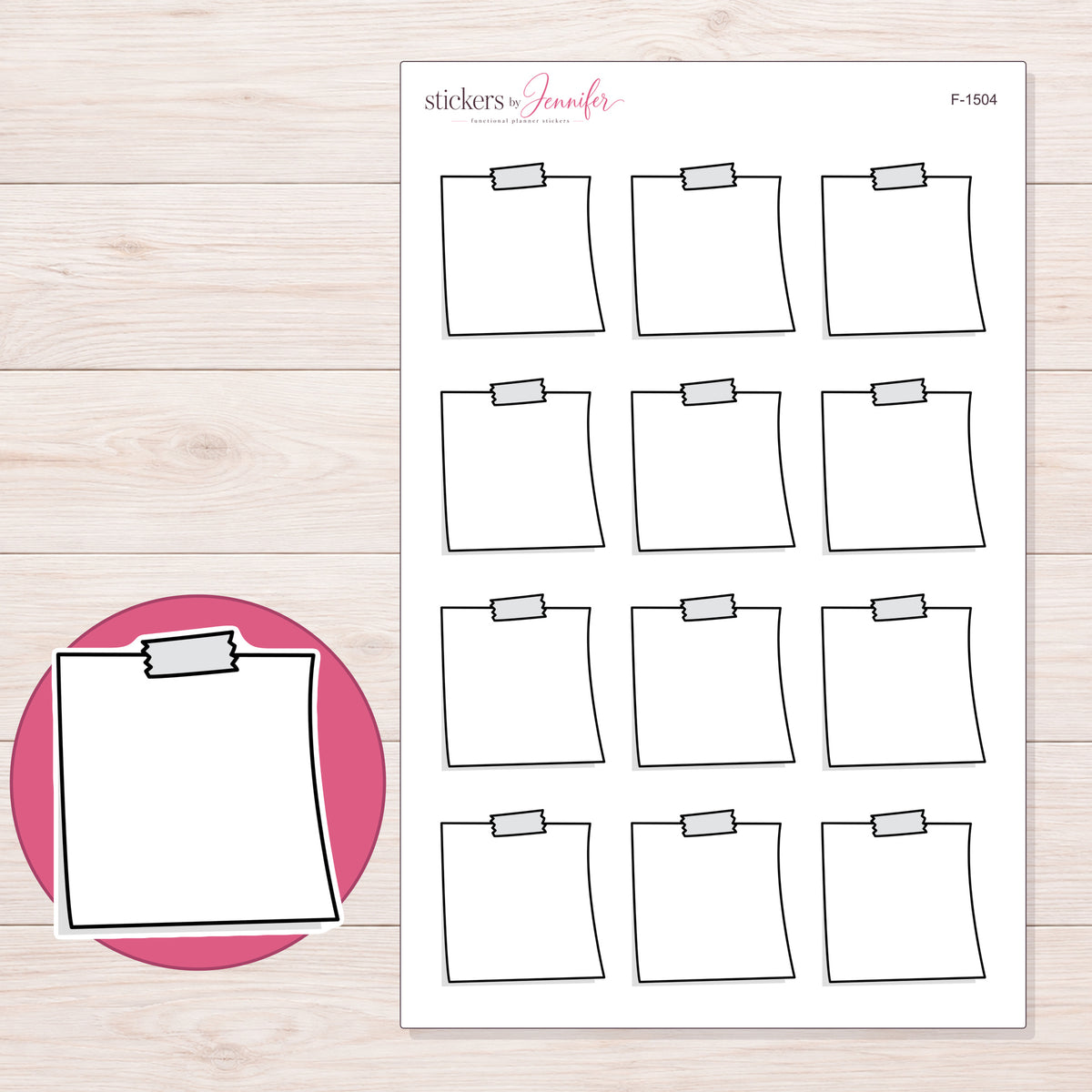 F-1504 planner sticker sheet with enlarged sticker detail