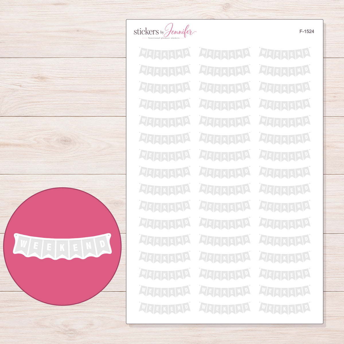 F-1524 planner sticker sheet with enlarged sticker detail