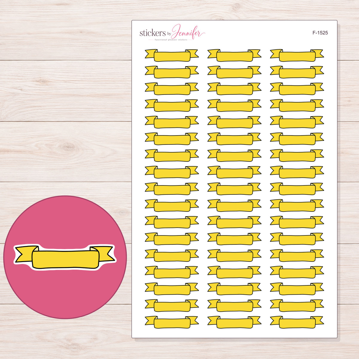 F-1525 planner sticker sheet with enlarged sticker detail