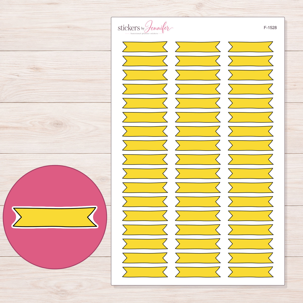 F-1528 planner sticker sheet with enlarged sticker detail